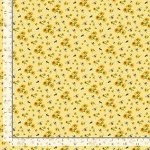 Honey Bee Farm Sunflower Bouquet Fabric Cotton Timeless Treasures CD2394 By Yard - Picture 1 of 1