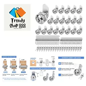 Cabinet Locks with Keys, 5/8" Cam Locks Keyed Alike, Tool Box Lock for Truck ... - Picture 1 of 10