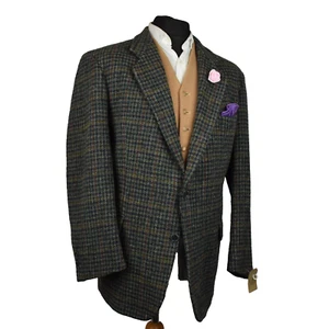 Harris Tweed Tailored Country Houndstooth Blazer Jacket 46S #416 PRISTINE - Picture 1 of 5