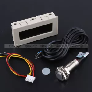 Medidor de velocidad de RPM 4 LED digital Grenn + sensor de interruptor de proximidad NPN caja blanca - Imagen 1 de 4