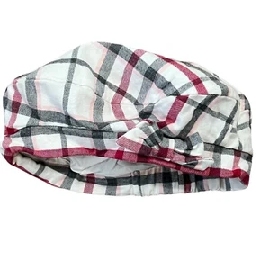 Janie and Jack Parisian Park Plaid Cotton Beret Hat 4T-5T Red/White/Black - Picture 1 of 3