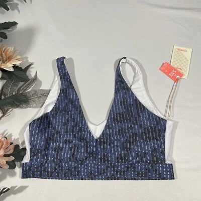 NWT Maaji [ Medium ] 4-Way Doube V Impact Sports Bra in Blue/White #U476 - Image 1 of 4