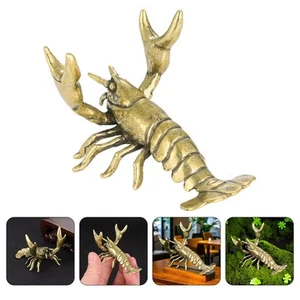 Brass Crayfish Ornaments Vintage Animal Sculpture Office Lobster - Picture 1 of 12