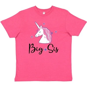 Inktastic Big Sis Unicorn Girls Sister Announcement Youth T-Shirt Childs Cute - Picture 1 of 7