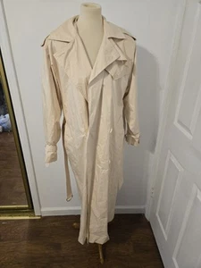 Vintage Christian Dior Regen Trench Seidenmantel Damen Größe 12 lange Träger Knöpfe - Bild 1 von 15