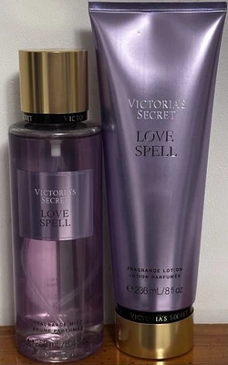 Love Spell Victorias Secret Fragancia Corporal Bruma y Loción Corporal Juego de 2 piezas Tamaño Completo Foto 1 de 4