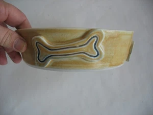 Studiokeramik signiert Lafayette 2011 Hundenapf Schale 7 1/4" mit Hundeknochen - Bild 1 von 7