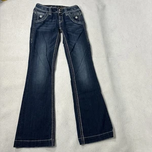 Pantalones de mezclilla Rock Revival para mujer 26 Elizabeth pierna ancha solapa bolsillo punto grueso - Imagen 1 de 14