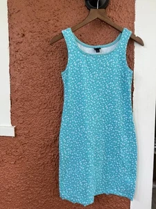 Girls Art Class Floral Ribbed Tank Dress Teal Blue Size XL(14) Cotton Blend - Picture 1 of 3