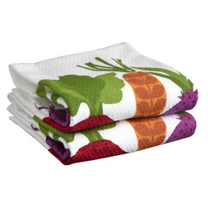 Double Sided Print Woven Cotton Kitchen Dish Towel Set, 2-pack, 16" x 26", Ve... - Picture 1 of 7