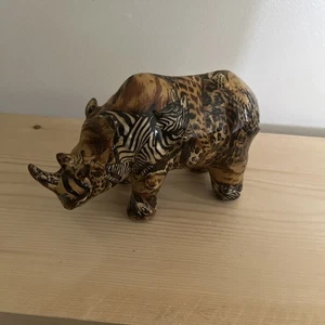 La Vie glasierte Safari Patchwork Nashorn Figur Nashorn Figur - Bild 1 von 5