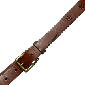 Liz Claiborne Boho Brown Floral Flowers Leather Belt Size Large 31-35 inches - Picture 1 of 8
