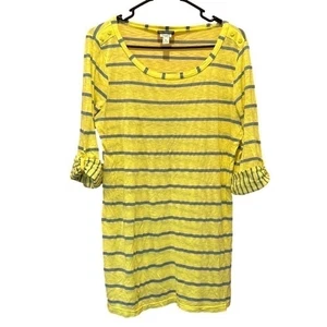 A Pea in a Pod Splendid Yellow and Blue 3/4 Sleeve Long Sleeve Maternity Shirt - Picture 1 of 6