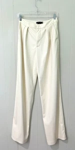 Alice + Olivia Classics New with tag Sz 4 OFF-WHITE faux leather Wide leg pants - Picture 1 of 21