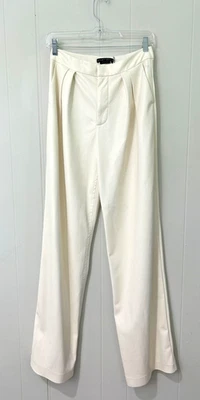 Alice + Olivia Classics Nuevo con etiqueta Talla 4 BLANCO ROTO imitación cuero pantalones pierna ancha Foto 1 de 4