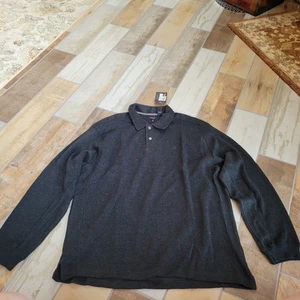 Neu mit Etikett Izod Polo Pullover Strick Herren 2XL Knopfleiste Hemd creme schwarz NEU - Bild 1 von 2