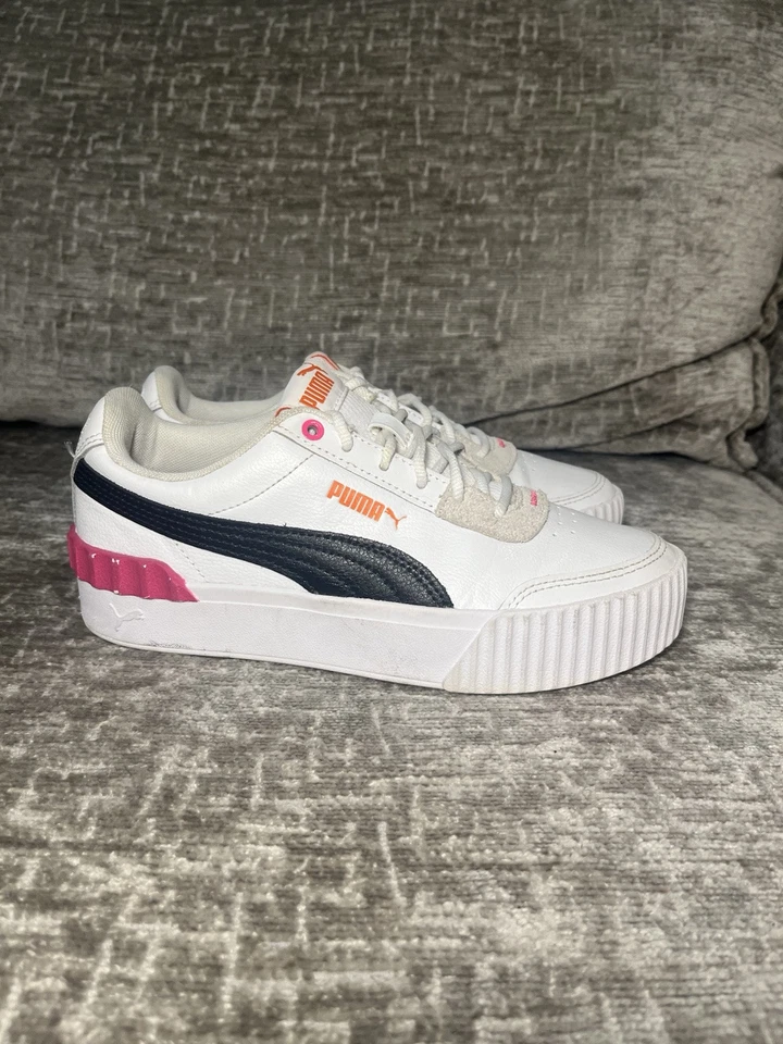 Puma Carina Lift White/Pink Trainers Lace Up Platform UK 4 EU 37 - Image 1 of 4