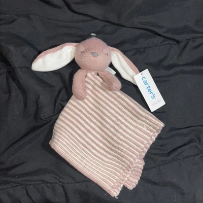Carter's Knit Rabbit 婴儿安全毯 兔子 粉红色 婴儿 可爱 女孩 全新 全新带标签 — 第 1/4 张图片