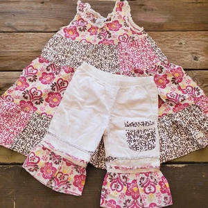 Size 4 Naartjie Mendi Maxi Dress sz 3 Capris White Pink Brown Set - Picture 1 of 4