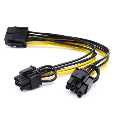 PC Video Card 6 Pin to Dual 8 Pin PCI Express Power Adapter Cable Professional - Image 1 of 4