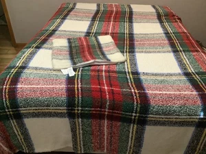 POTTERY BARN Stewart Plaid Queen Blanket & Throw Pillows Cover - Picture 1 of 9