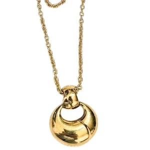 Vintage Monet Signed Gold Tone Pendant on Loren Hope Chain Necklace - Picture 1 of 6