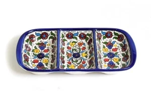 Palästinensische Keramik - Servierschale verziert bemalt Tablett Süßigkeiten Made in Hebron - Bild 1 von 1