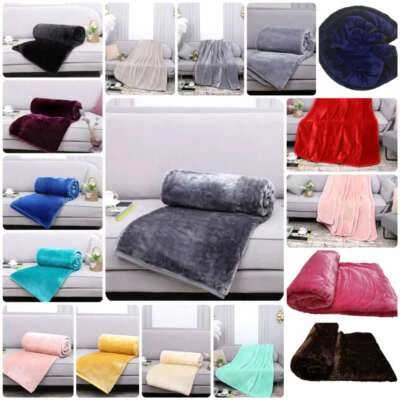 Faux Fur Mink Throw Warm Super Soft Small Large Bed Blanket Sofa Throw - Image 1 of 4