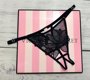 Victoria's Secret Ziggy Glam Crotchless Thong Panty Dark Blue $29.95 - Picture 1 of 6