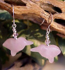 Rose Quartz Gemstone Pink Hummingbird W-Swarovski Crystals Earrings 0916H7