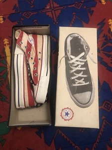 Vintage 80er Converse All Stars Herren 5,5 hohe Schuhe amerikanische Flagge hergestellt in den USA - Bild 1 von 11