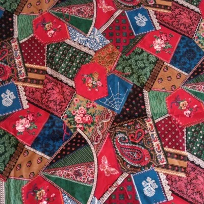 Crazy Lap Red Blanket Quilt Throw From Fabric Panel Toddler Bed Cover 69”x42” - Image 1 of 4