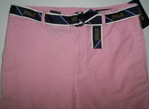 NWT Polo Ralph Lauren Classic OXFORD PINK Shorts LOGO BELT 18 Boy STRETCH Cotton - Picture 1 of 3