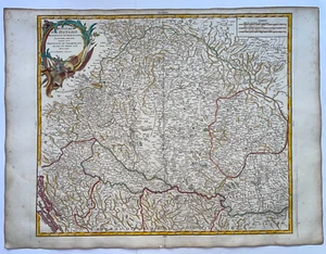 HUNGARY c. 1750 ROBERT DE VAUGONDY LARGE ANTIQUE ENGRAVED MAP 18TH CENTURY - Picture 1 of 12