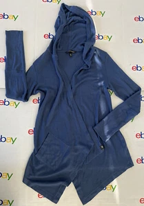 Victorias Secret Soft Cozy Hooded Blue Sweater Cardigan Small Open Front - Picture 1 of 7