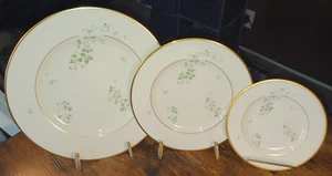3PC Lenox Summer Breeze Set Dinner Salad Bread Plates Gray White Flowers Gold EX - Picture 1 of 13