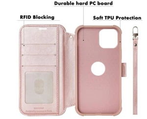 VANAVAGY Wallet Case Compatible for iPhone 16 Plus Rfid, ScreenProtector Magsafe - Picture 1 of 5