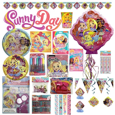UNIQUE SUNNY DAY Birthday Plates Napkins Cups Favors Decorations Tablecover