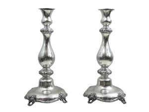 SILVER AUSTRO - HUNGARIAN SABBATH CANDLESTICKS JUDAICA Pressburg Bratislava 1856 - Picture 1 of 24