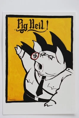 Tomi Ungerer : "Pig Heil", 1994 ,  seltene Kunst-Postkarte - Bild 1 von 2