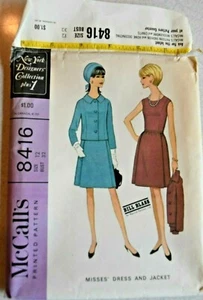 1966 McCall's Pattern Bill Blass Uncut #8416 Dress Jacket Size 12 Bust 32  - Picture 1 of 7