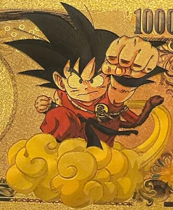 (1) GOLD Banknote Anime Dragon Ball Z - Goku On Nimbus Collectible Souvenir Gift - Picture 1 of 3
