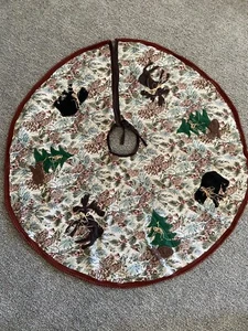 Vintage Weihnachtsbaum Rock Landhaus rustikal Hütte Patchwork Bär Elch Handarbeit LESEN - Bild 1 von 12