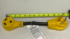 50 Amp to 30 Amp RV Adapter Cord 12 Inch 14-50P Male to TT-30R Female Dogbone - Picture 1 of 3