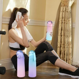 650 ml Wasserflasche mit 1 Obstduftflasche aromatisierte Geschmackskapseln - rosa Deckel - Bild 1 von 10