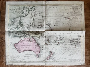 Map 1802 AUSTRALIA & POLYNESIA-Johannes Walch-antique original Map-25x21"-color. - Picture 1 of 9