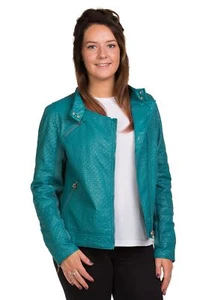 Ladies Lightweight Biker Jacket PU Leather Zip Hiking Outdoor Pockets Coat - Picture 1 of 8