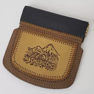 PERUVIAN GENUINE LEATHER PURSE COINS MEN'S WOMEN'S EMBOSSED LOGO DESIGN WALLET - Picture 1 of 2