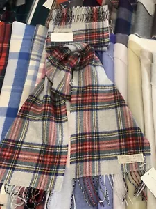 Lochcarron 100% Lambswool tartan Scarf | Stewart Dress Grey | Made in Scotland - Picture 1 of 8