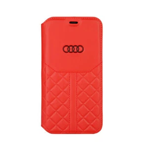 Custodia in vera pelle Audi iPhone 12 mini serie Q8 custodia a libro rossa - Foto 1 di 3